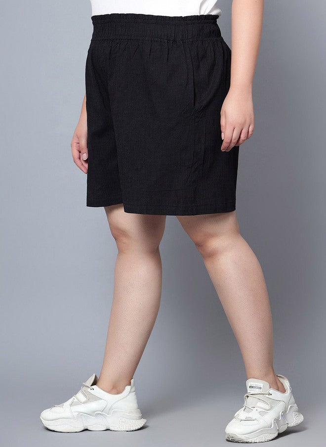 Indietoga Women Plus Size Cotton High-Rise Stretchable Shorts - Image 3